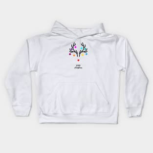 Abstract Christmas deer with red nose Kids Hoodie